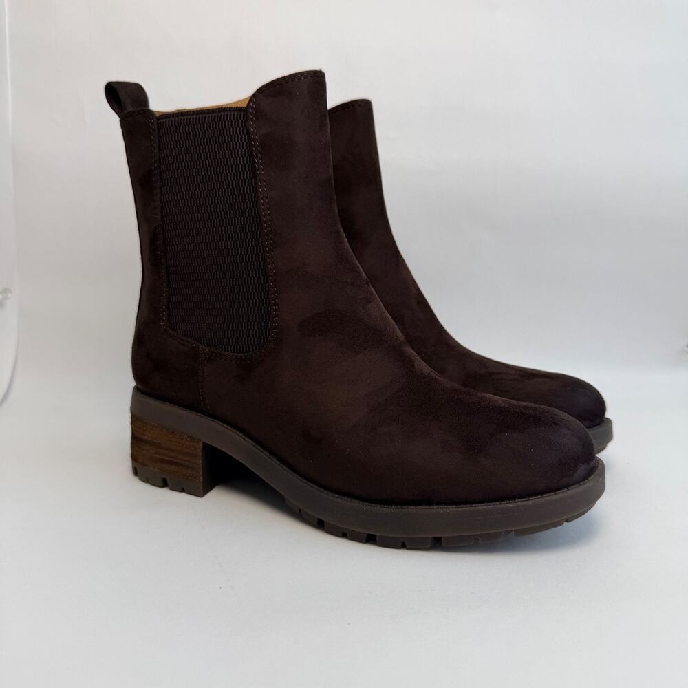 BOC Shelby Chocolate Microsuede Chelsea Ankle Boots Women’s Size 7.5 M NEW